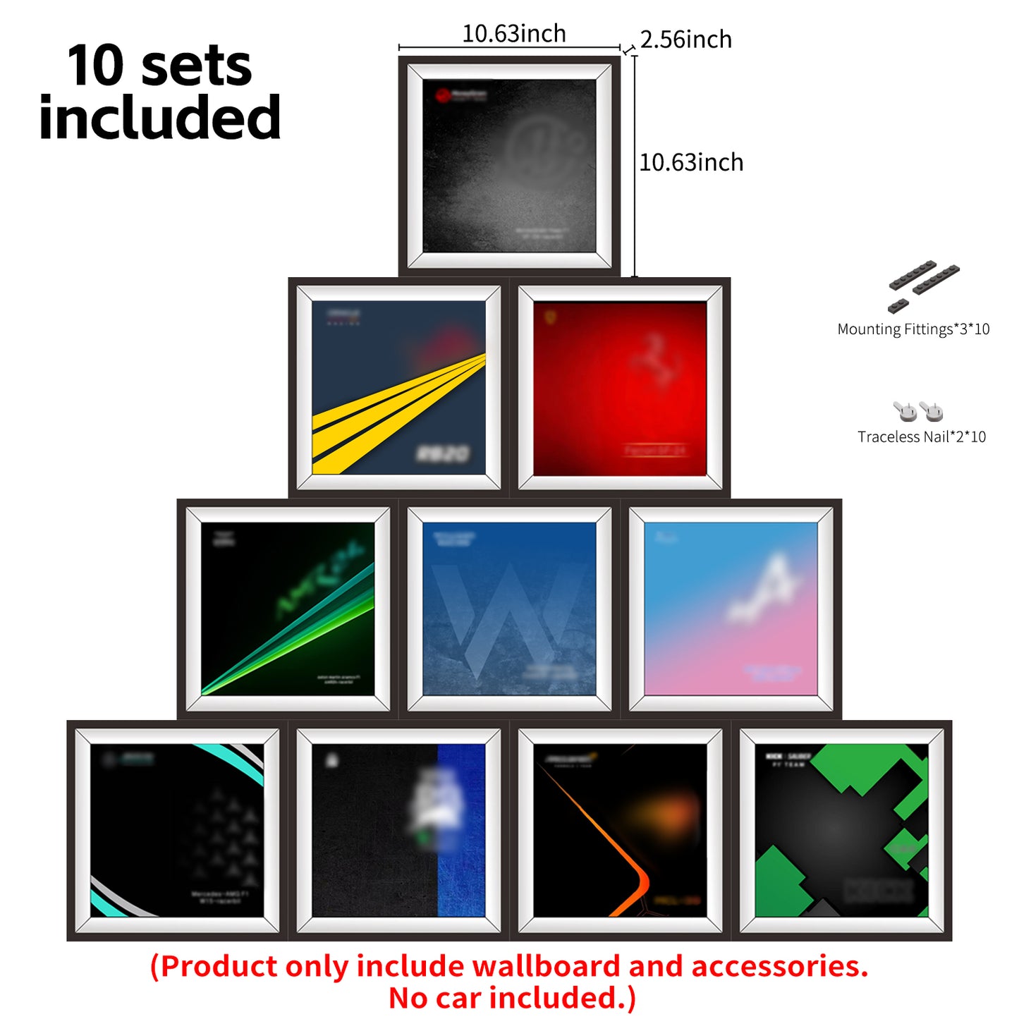 iLuane Display Wallboard for Lego Speed Champions Ultimate ollector's Pack 66802, Contains 10 Sets in 1, Adult Collectibles Wall Mount, Home or Office Décor (No Car Included)